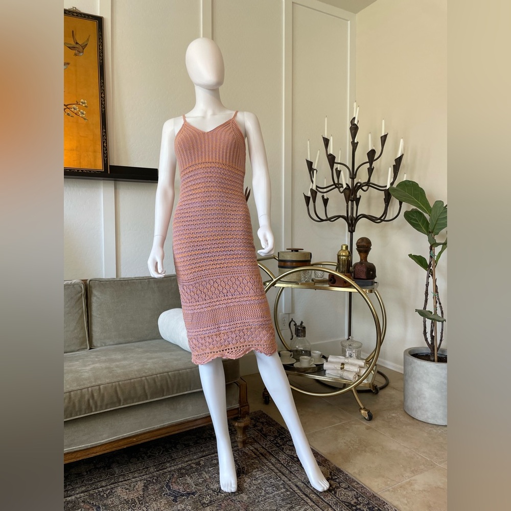 Pink, Purple & Orange Knit Midi Dress